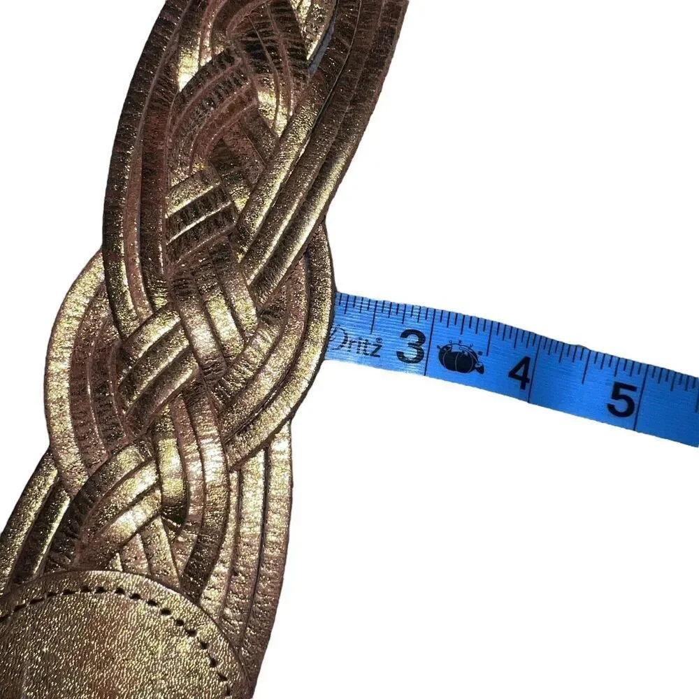 Linea Pelle Braided Metallic Gold Leather Belt